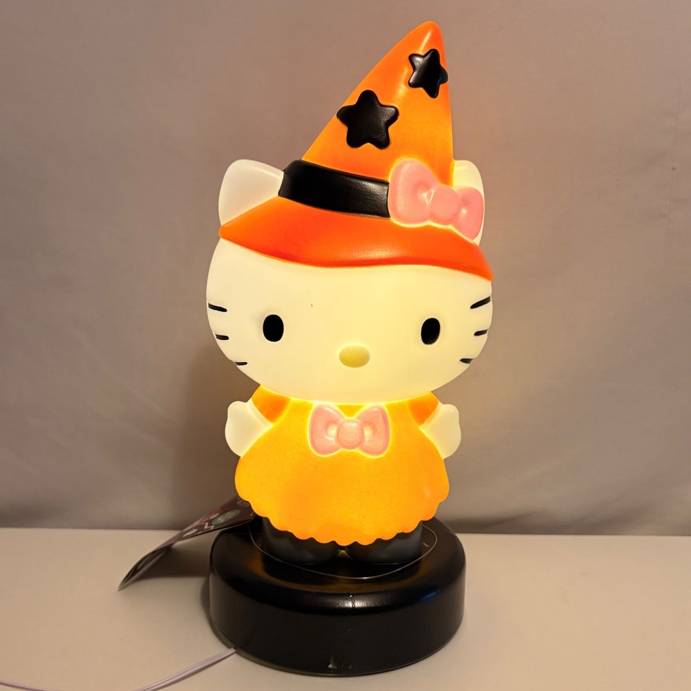 Hello Kitty Halloween Lighted Decor Gemmy Sanrio Orange Witch 12 Inch 557168